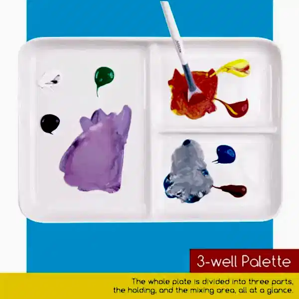 MEEDEN 3-well Ceramic Artist Paint Palette - Image 4
