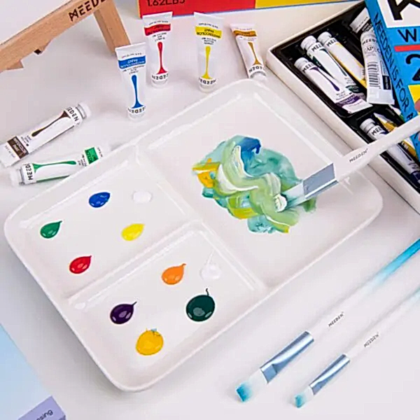 MEEDEN 3-well Ceramic Artist Paint Palette - Image 2