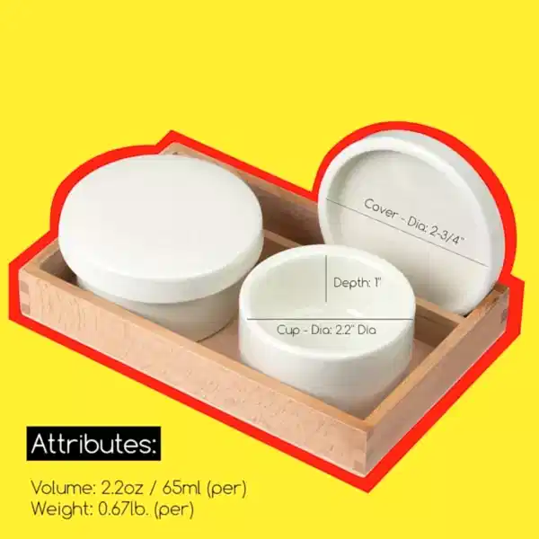 MEEDEN Porcelain Dipper Set with Beechwood Tray - Image 3