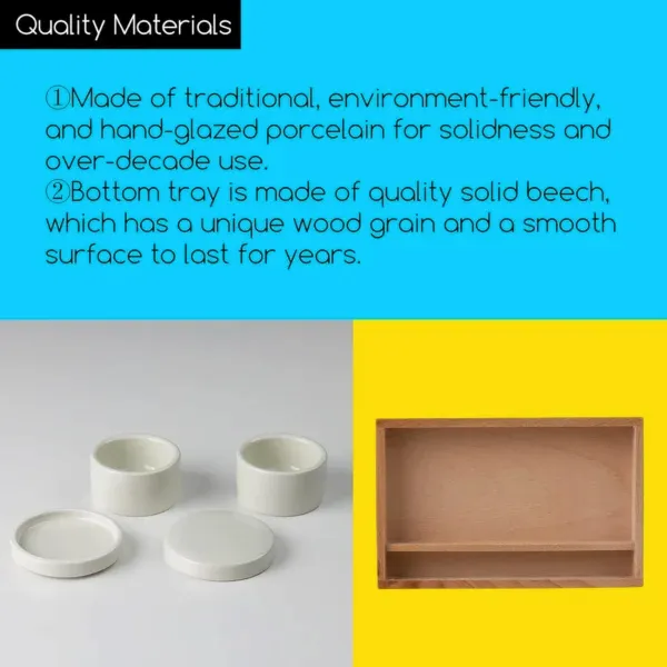 MEEDEN Porcelain Dipper Set with Beechwood Tray - Image 2